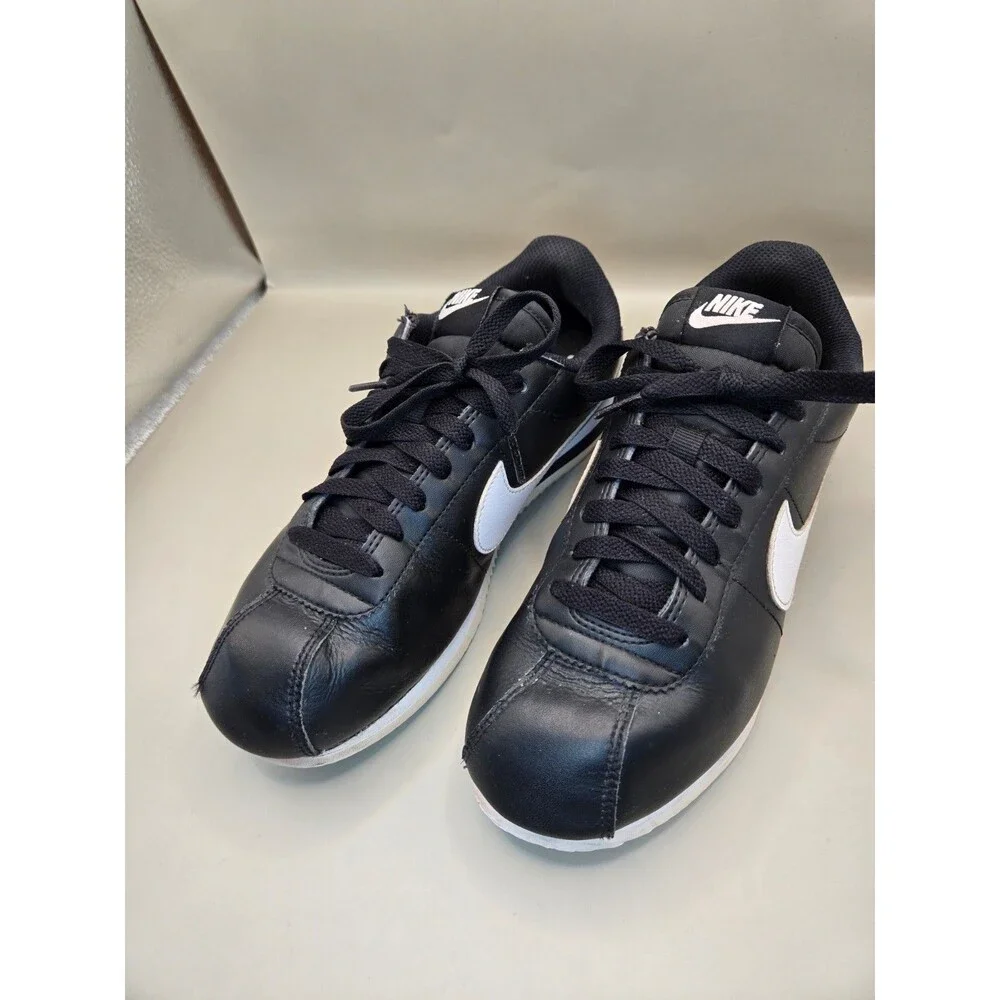 Nike Air Cortez Basic Shoes Men's 7 Black White Leather Casual Retro Sneakers